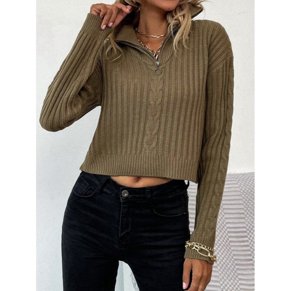 SHEIN Drop Shoulder O-Ring Quarter Zip Sweater size M Fall Winter